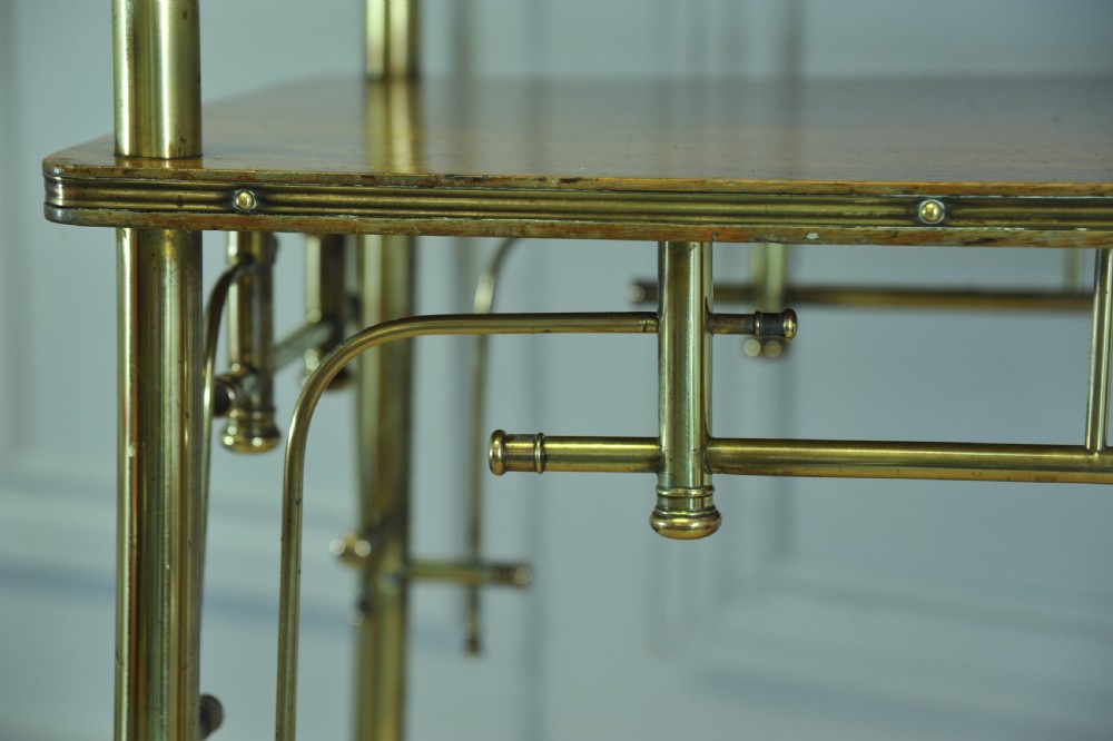 An Antique Vintage Early 20c Walnut and Brass two Tier Trolley Drinks Cart     View VII
