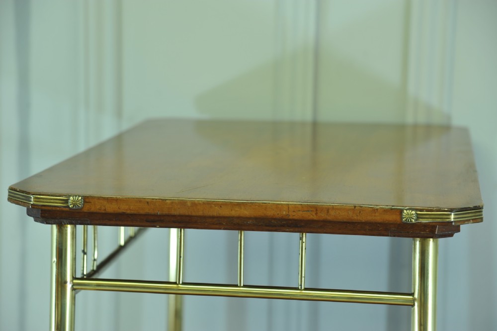 An Antique Vintage Early 20c Walnut and Brass two Tier Trolley Drinks Cart     View IX
