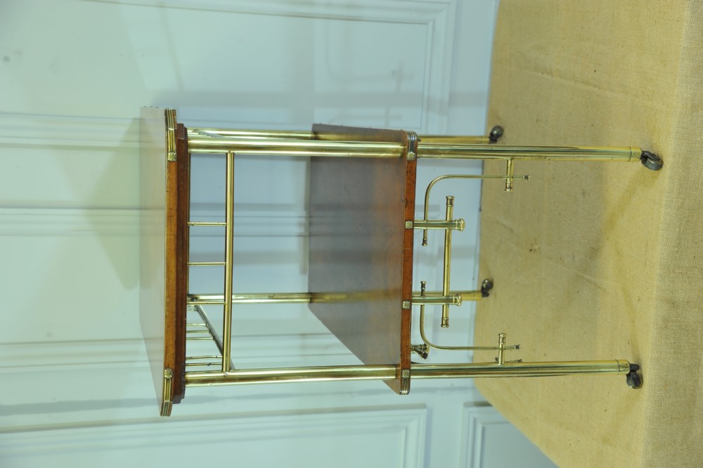 An Antique Vintage Early 20c Walnut and Brass two Tier Trolley Drinks Cart     View X
