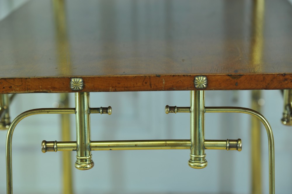 An Antique Vintage Early 20c Walnut and Brass two Tier Trolley Drinks Cart     View XII