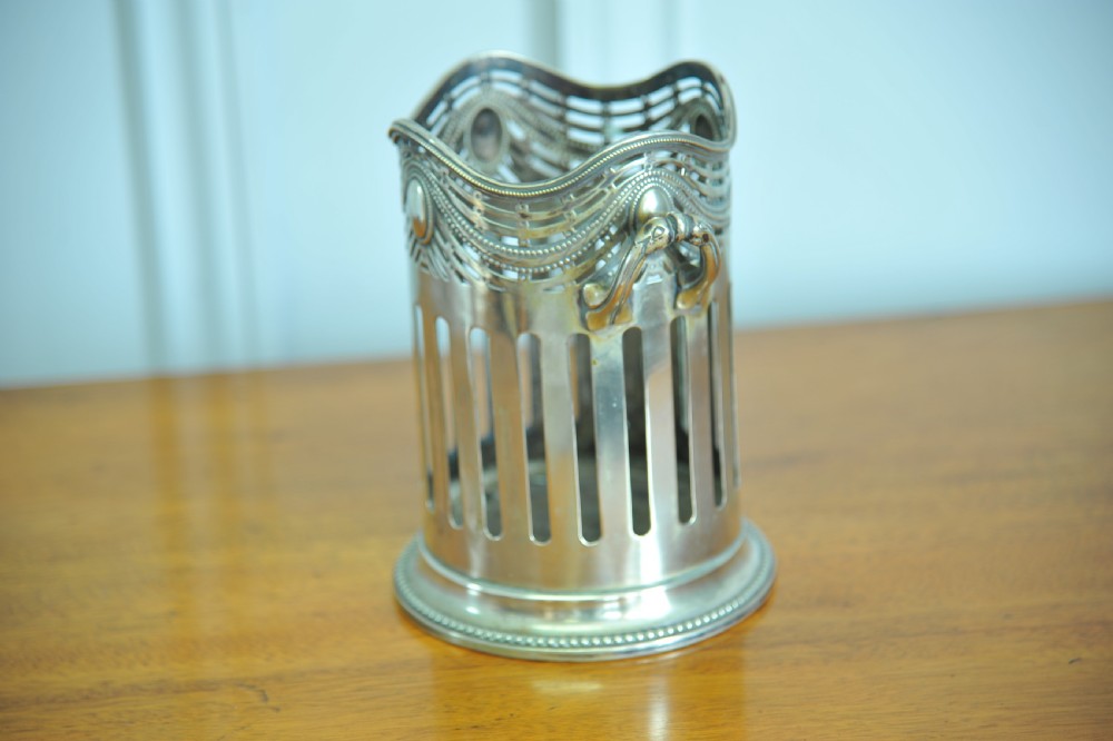 A Rare Antique Vintage Silver Plate Soda Syphon Wine Bottle Base Holder View II