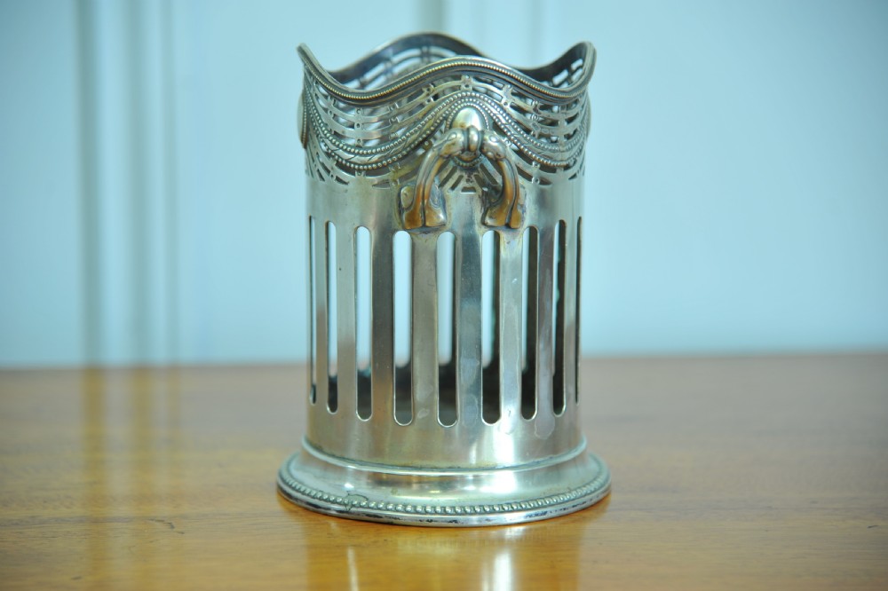 A Rare Antique Vintage Silver Plate Soda Syphon Wine Bottle Base Holder View V