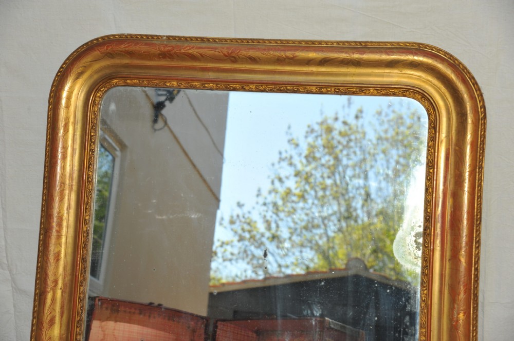 Very Large Antique French Louis Phillipe Arched Shoulder Gilt Gesso Mirror View III