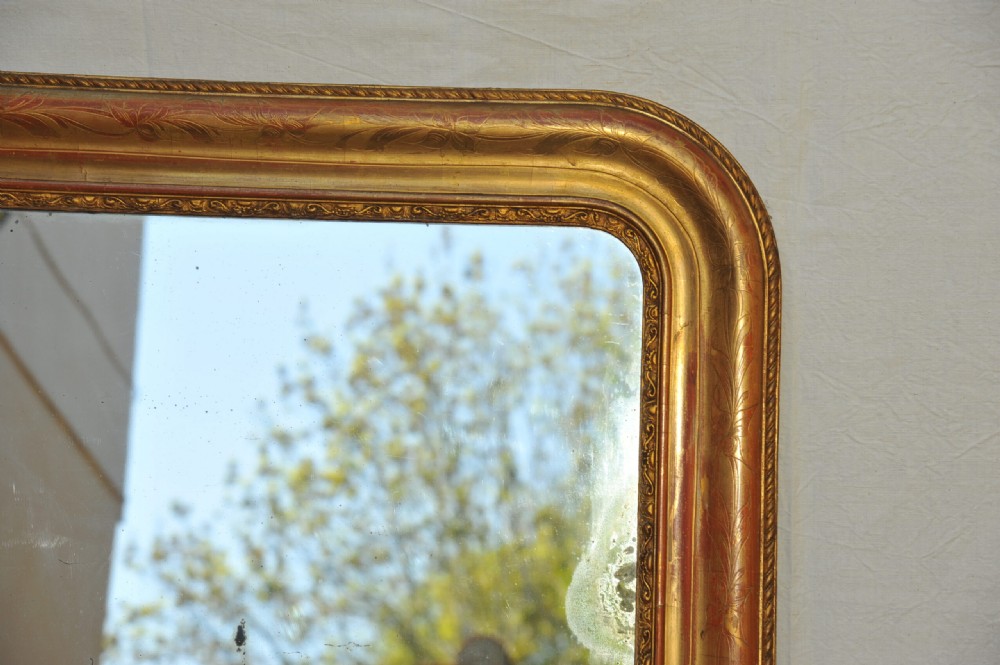 Very Large Antique French Louis Phillipe Arched Shoulder Gilt Gesso Mirror View IV