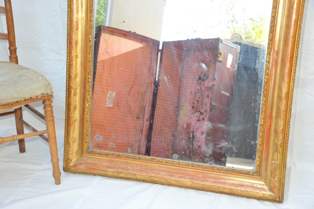 Very Large Antique French Louis Phillipe Arched Shoulder Gilt Gesso Mirror View VII