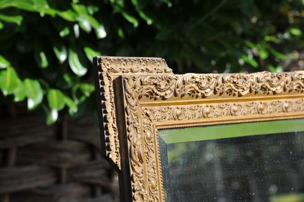 An Very Large Antique 19c French Gilt Gesso Beveled Wall Mirror   View XI