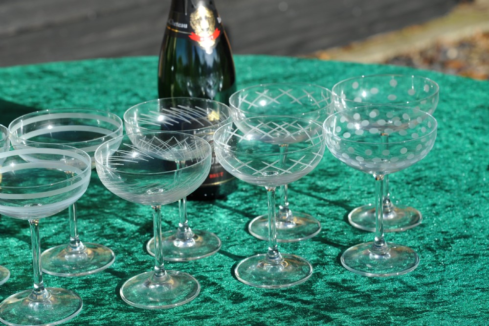  Set of Twelve Early 20c French Champagne Coupes Glasses View VII