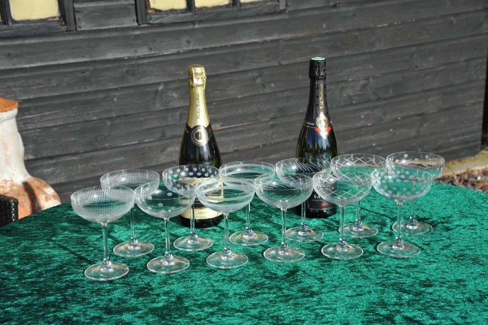  Set of Twelve Early 20c French Champagne Coupes Glasses View X