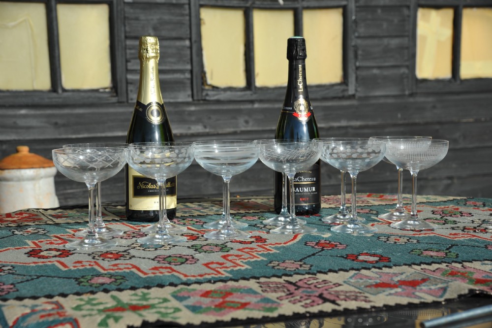  Set of Twelve Early 20c French Champagne Coupes Glasses View XII