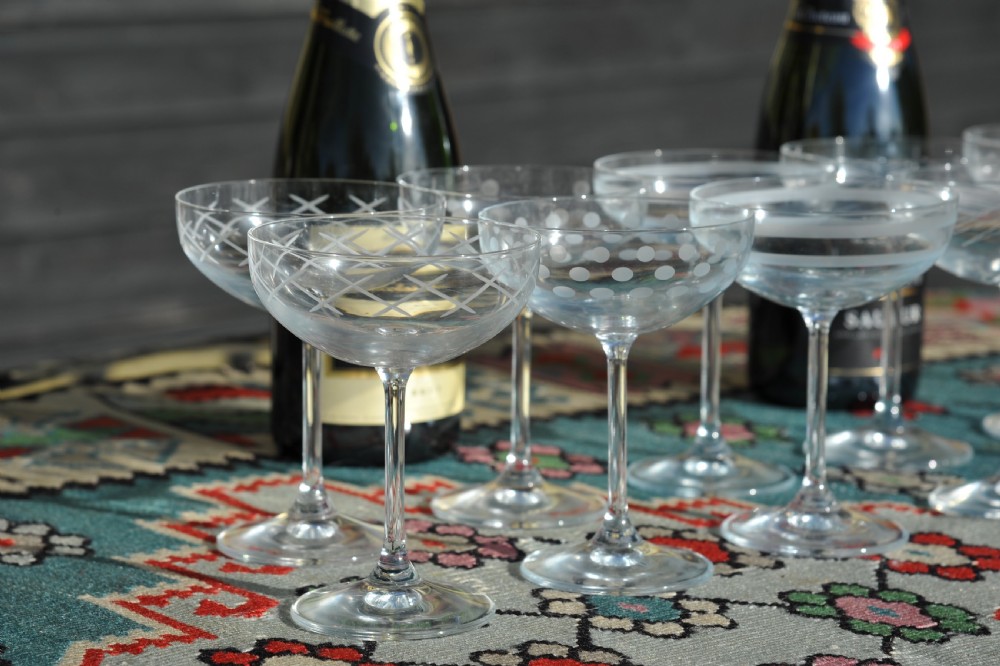  Set of Twelve Early 20c French Champagne Coupes Glasses View XIV