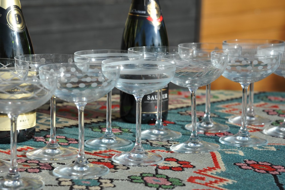  Set of Twelve Early 20c French Champagne Coupes Glasses View XV