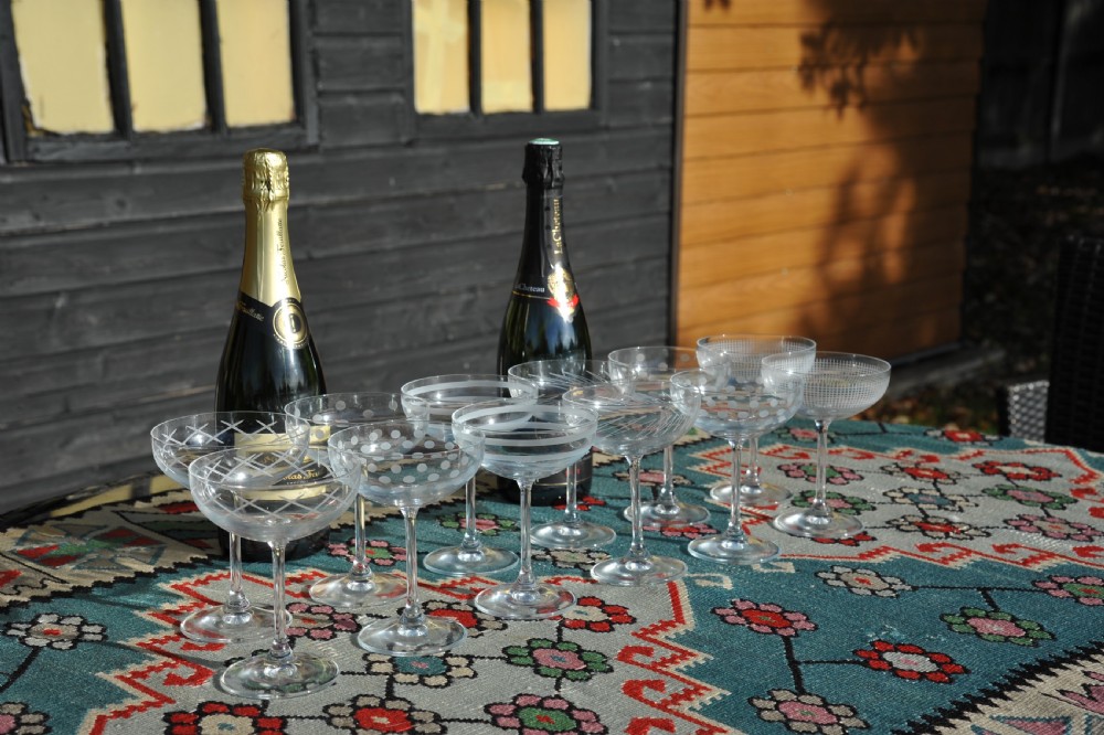  Set of Twelve Early 20c French Champagne Coupes Glasses View XVIII