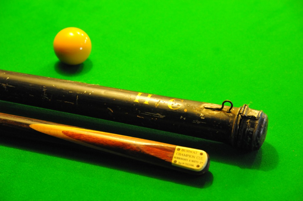 Antique Snooker Cue One Piece Ash by Burroughes and Watts View II