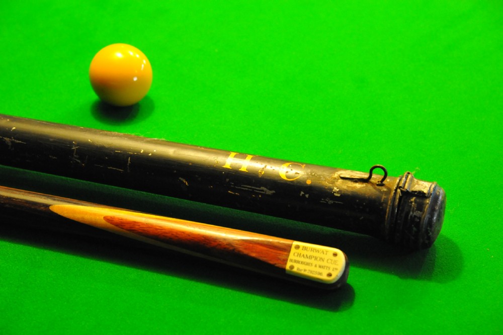 Antique Snooker Cue One Piece Ash by Burroughes and Watts View III