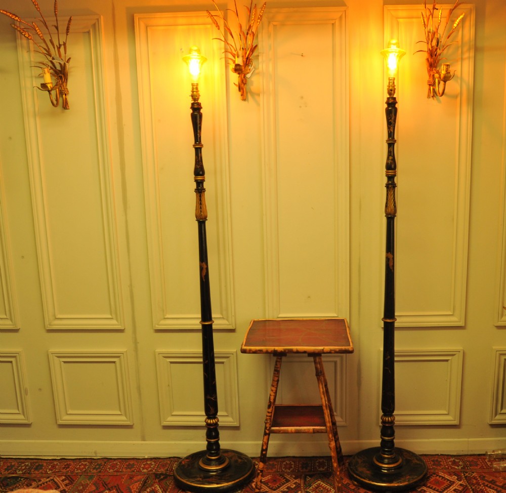 Pair of Antique Chinoiserie Standard Lamps