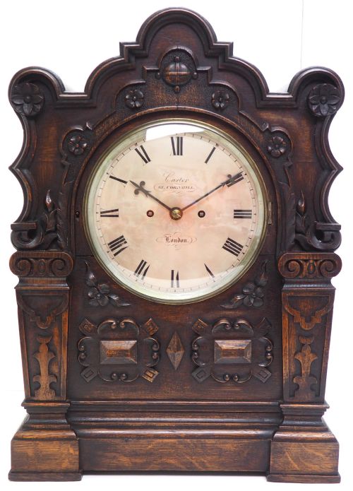 Antique English Twin Fusee Bracket Clock by Carter Cornhill London 8 Day Fusee Striking Mantel Clock