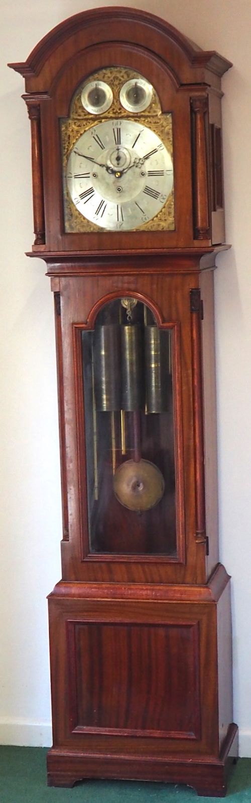 Edwardian Longcase Clock solid mahogany musical Grandfather clock	Dual Chime On Tubular Bells