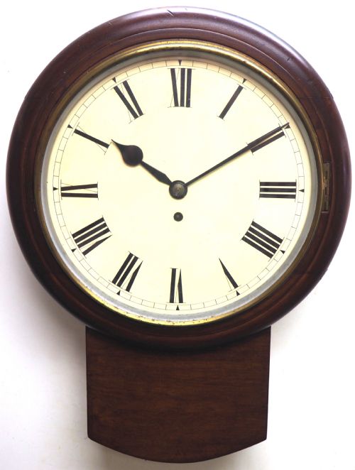 Rare English Drop  Dial Wall Clock Mahogany Station Public School Wall Clock