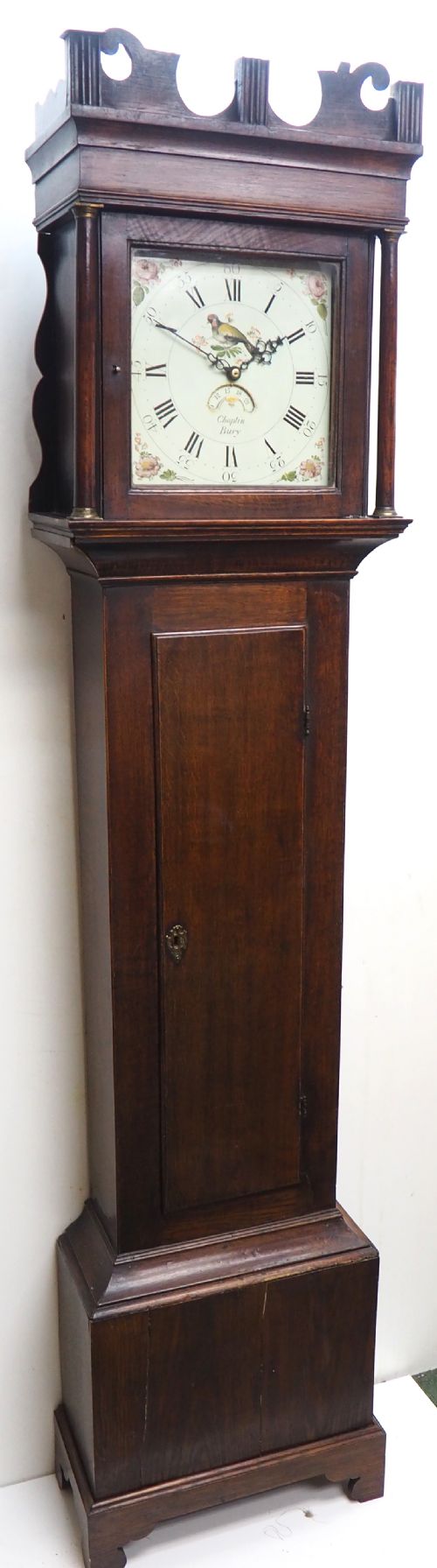 18THC Longcase Clock Fine English Oak Suffolk Grandfather Clock Painted Dial C1780