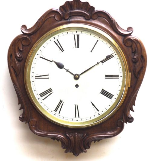 Rare Antique Carved Wall Clock 8 Day English Single Fusee Movement 
