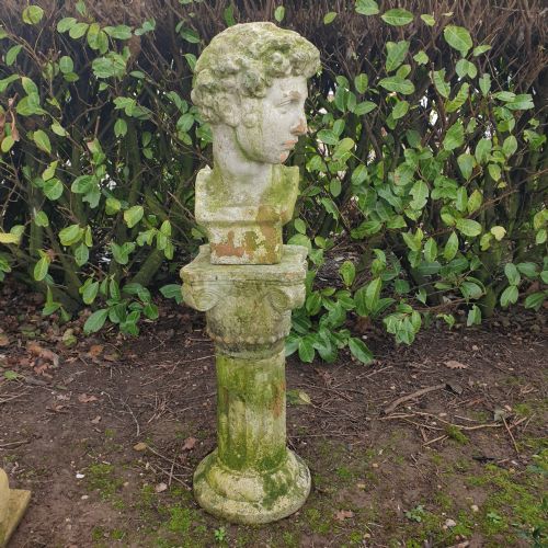 LARGE GARDEN STATUE ON PEDESTAL - ADDITIONAL PHOTO 1