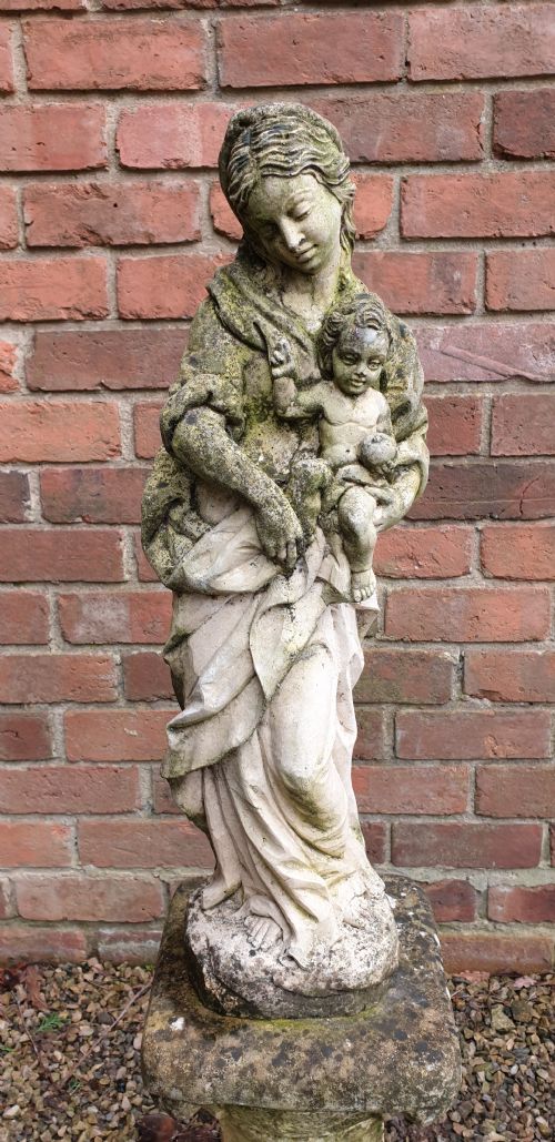 PAIR OF GARDEN STATUES ON PLINTHS - ADDITIONAL PHOTO 2