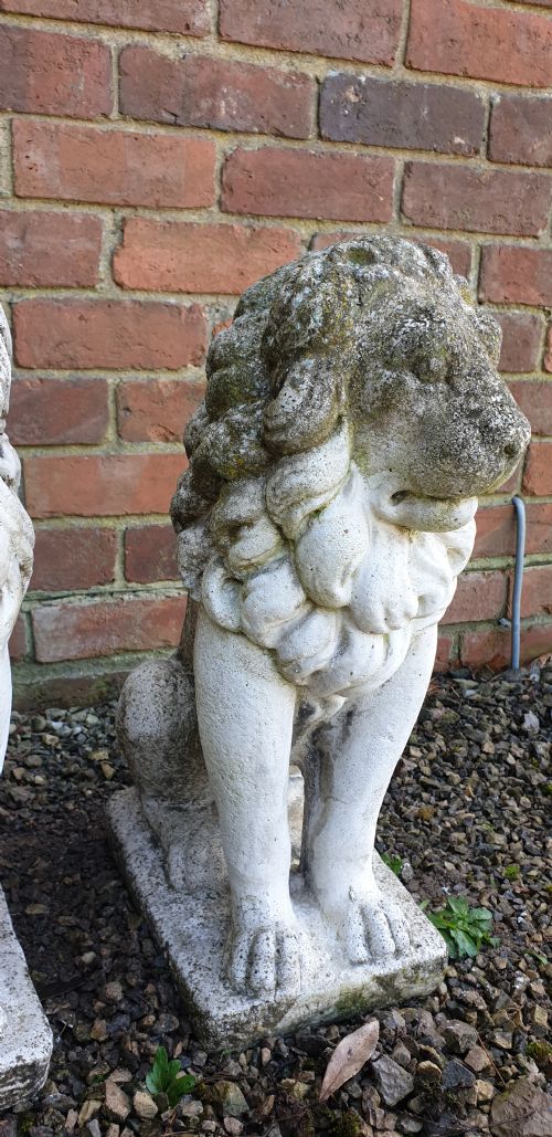 PAIR SEATED STONE LIONS - ADDITIONAL PHOTO 3