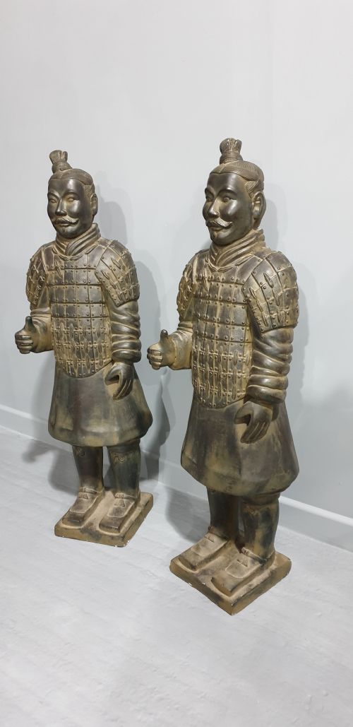 LARGE PAIR CHINESE TERRACOTTA SOLDIERS - ADDITIONAL PHOTO 1