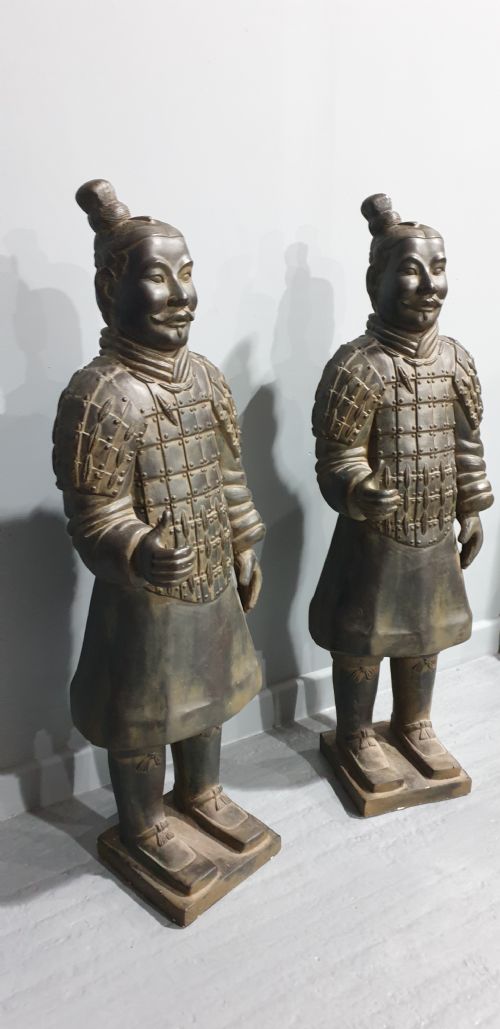 LARGE PAIR CHINESE TERRACOTTA SOLDIERS - ADDITIONAL PHOTO 2