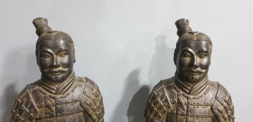 LARGE PAIR CHINESE TERRACOTTA SOLDIERS - ADDITIONAL PHOTO 4