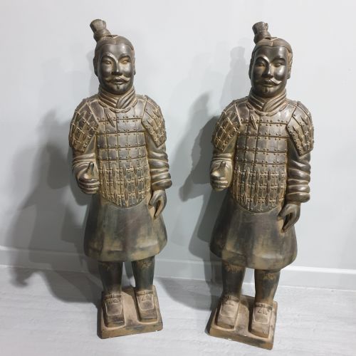 large pair chinese terracotta soldiers - CATEGORY: ANTIQUE CERAMICS - DATED 1930