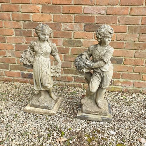 very nice pair garden statues - CATEGORY: ANTIQUE SCULPTURES - DATED 1930