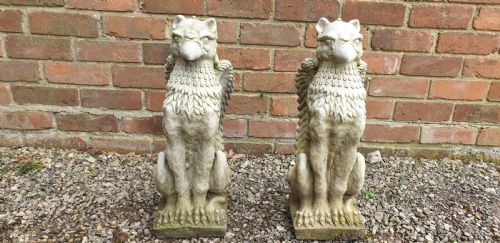 GREAT PAIR GARDEN POST GRIFFINS - ADDITIONAL PHOTO 6