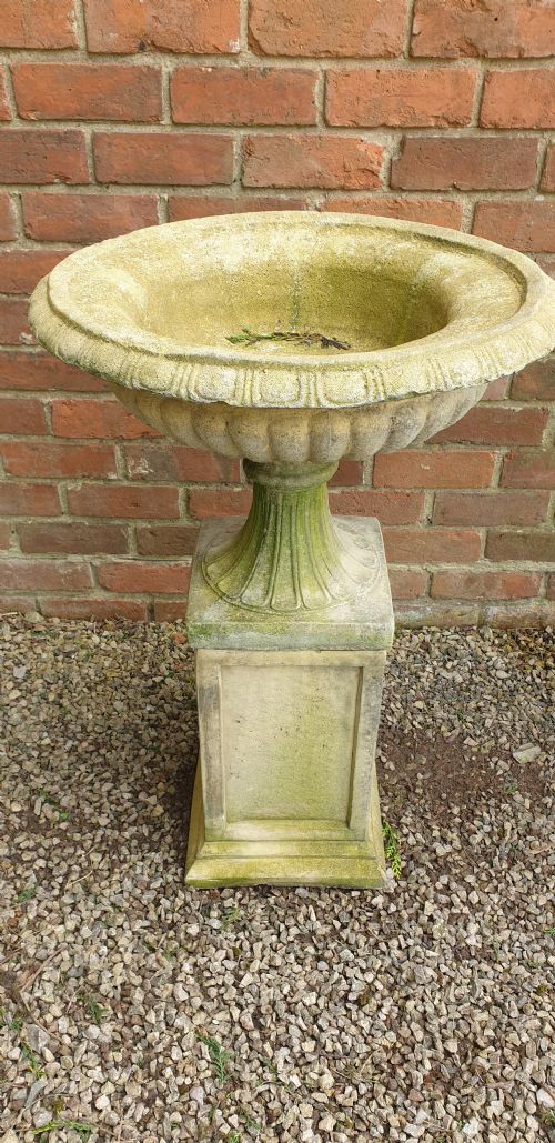 PAIR REGENCY GARDEN URNS ON PLINTHS - ADDITIONAL PHOTO 7