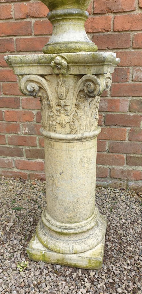 LARGE STONE GARDEN BUST OF DAVID ON PLINTH - ADDITIONAL PHOTO 2