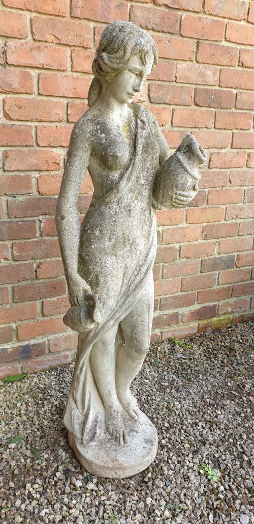 LARGE STONE GARDEN FIGURE OF GIRL - ADDITIONAL PHOTO 2