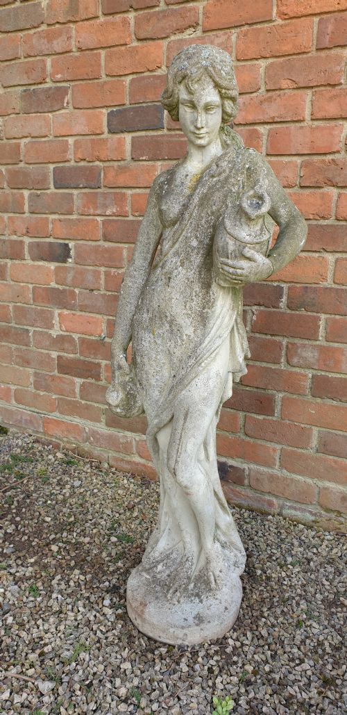 LARGE STONE GARDEN FIGURE OF GIRL - ADDITIONAL PHOTO 3