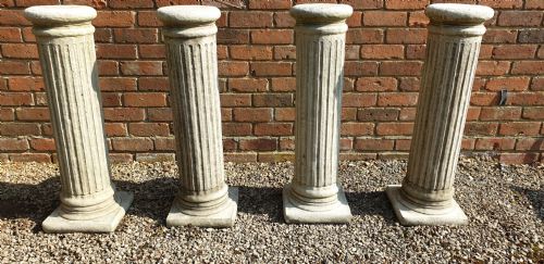 FOUR GARDEN STONE COLUMNS STANDS - ADDITIONAL PHOTO 2