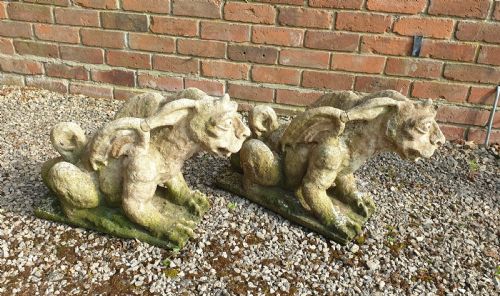 PAIR OF STONE GARDEN GARGOYLES - ADDITIONAL PHOTO 4
