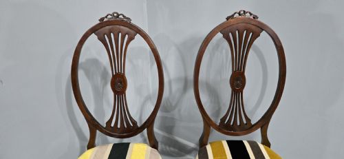 LOVELY PAIR MAHOGANY HALL CHAIRS - ADDITIONAL PHOTO 2