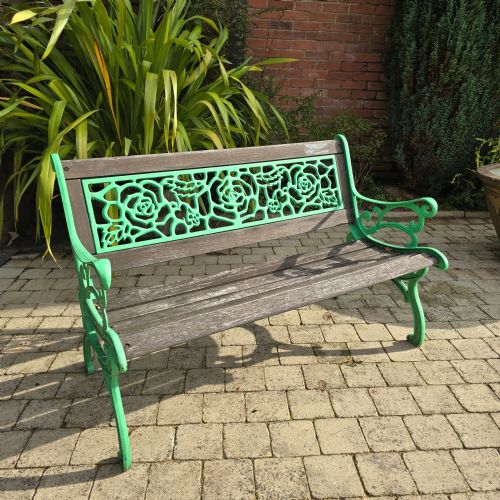 VERY GOOD WELL WEATHERED SILVERED GARDEN BENCH - ADDITIONAL PHOTO 1