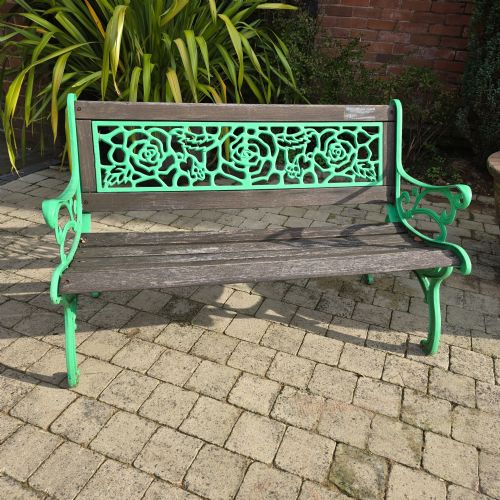 VERY GOOD WELL WEATHERED SILVERED GARDEN BENCH - ADDITIONAL PHOTO 2
