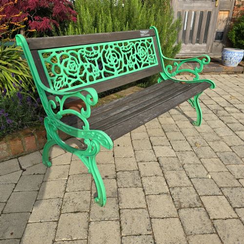 VERY GOOD WELL WEATHERED SILVERED GARDEN BENCH - ADDITIONAL PHOTO 3