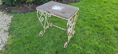 ANTIQUE STRAPP WORK GARDEN TABLE - ADDITIONAL PHOTO 1