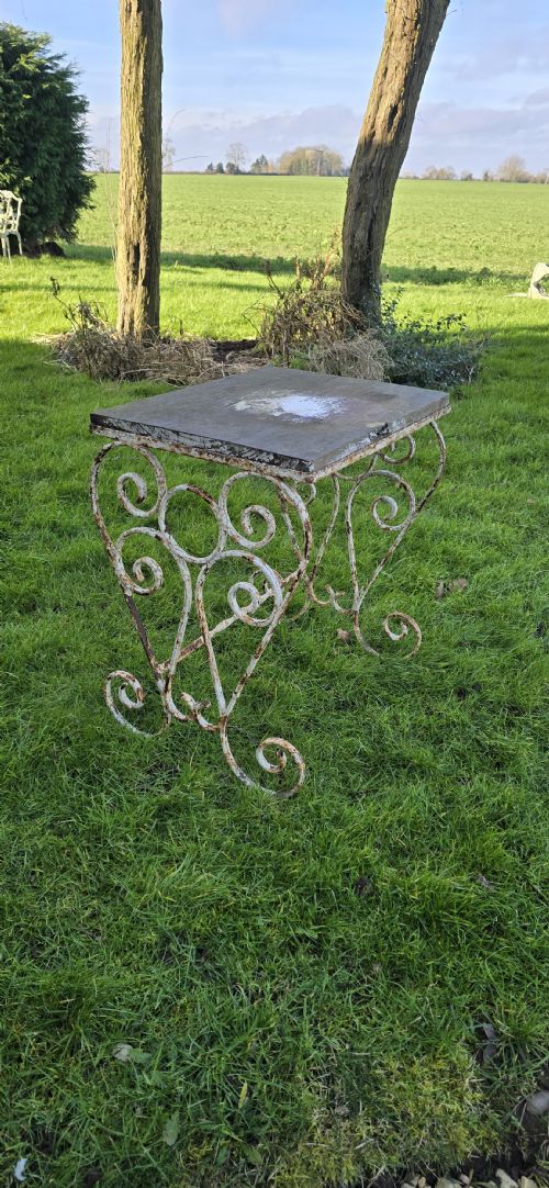 ANTIQUE STRAPP WORK GARDEN TABLE - ADDITIONAL PHOTO 3