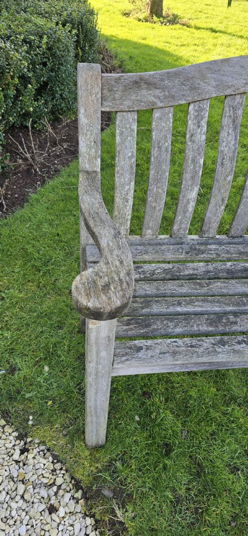 GOOD SILVERED TEAK GARDEN BENCH - ADDITIONAL PHOTO 4