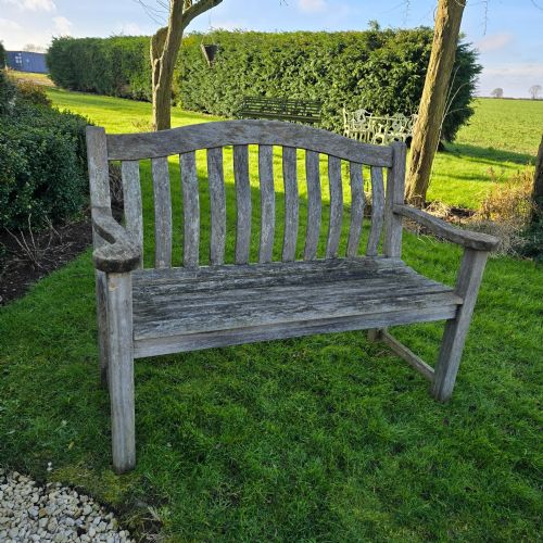 good silvered teak garden bench - CATEGORY: ANTIQUE FURNITURE - DATED 1920
