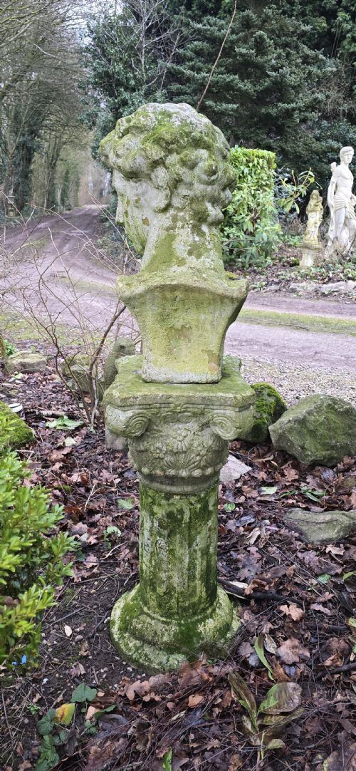 WELL WEATHERED BUST OF DAVID ON PLINTH - ADDITIONAL PHOTO 3