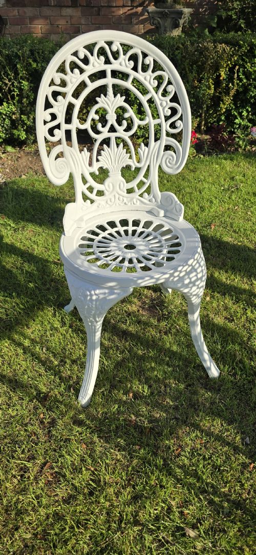 CAST IRON GARDEN CONSERVATORY SET OF FOUR CHAIRS AND TABLE - ADDITIONAL PHOTO 2