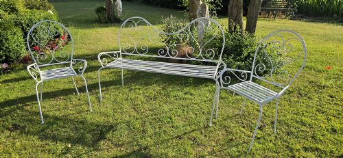 WROUGHT IRON BENCH AND TWO CHAIRS - ADDITIONAL PHOTO 3
